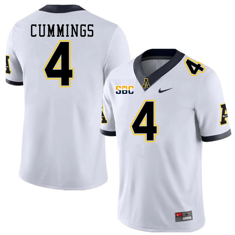 Appalachian State Mountaineers #4 Izayah Cummings College Football Jerseys Stitched-White